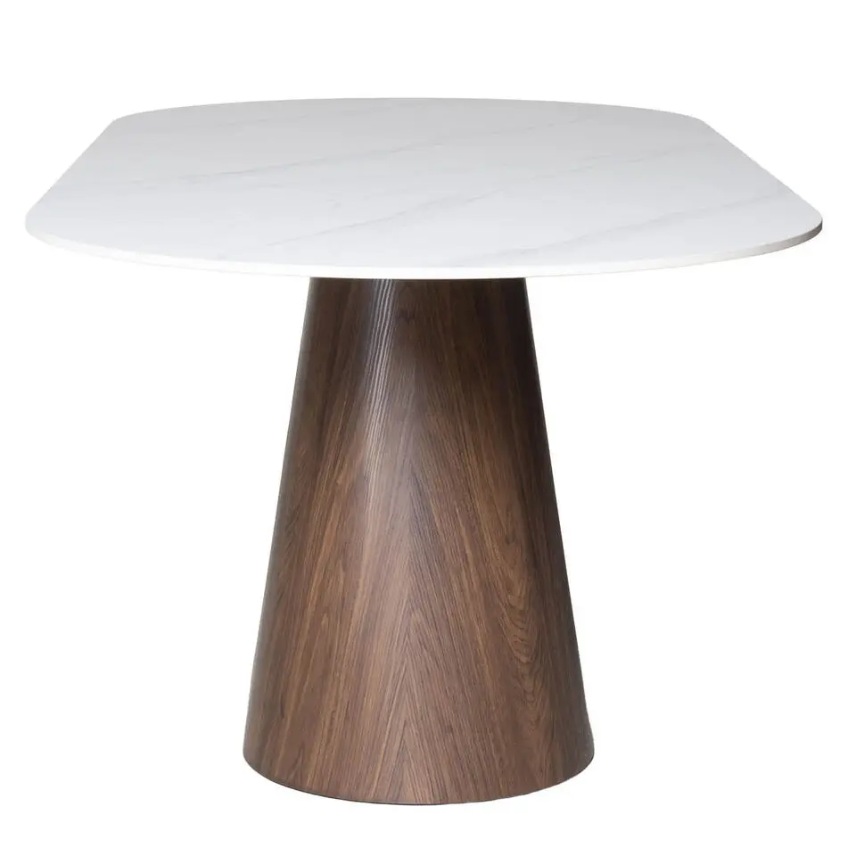 Eettafel Wit Keramiek/Walnoot - 200x90x75cm - Madia