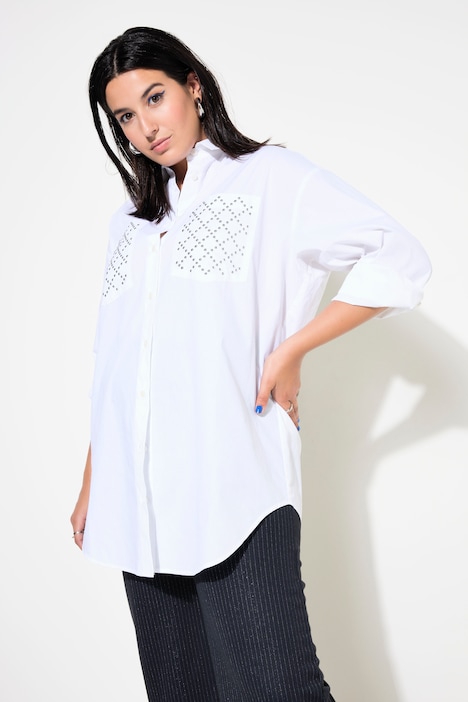 Hemdbluse, oversized, Ziernieten-Taschen