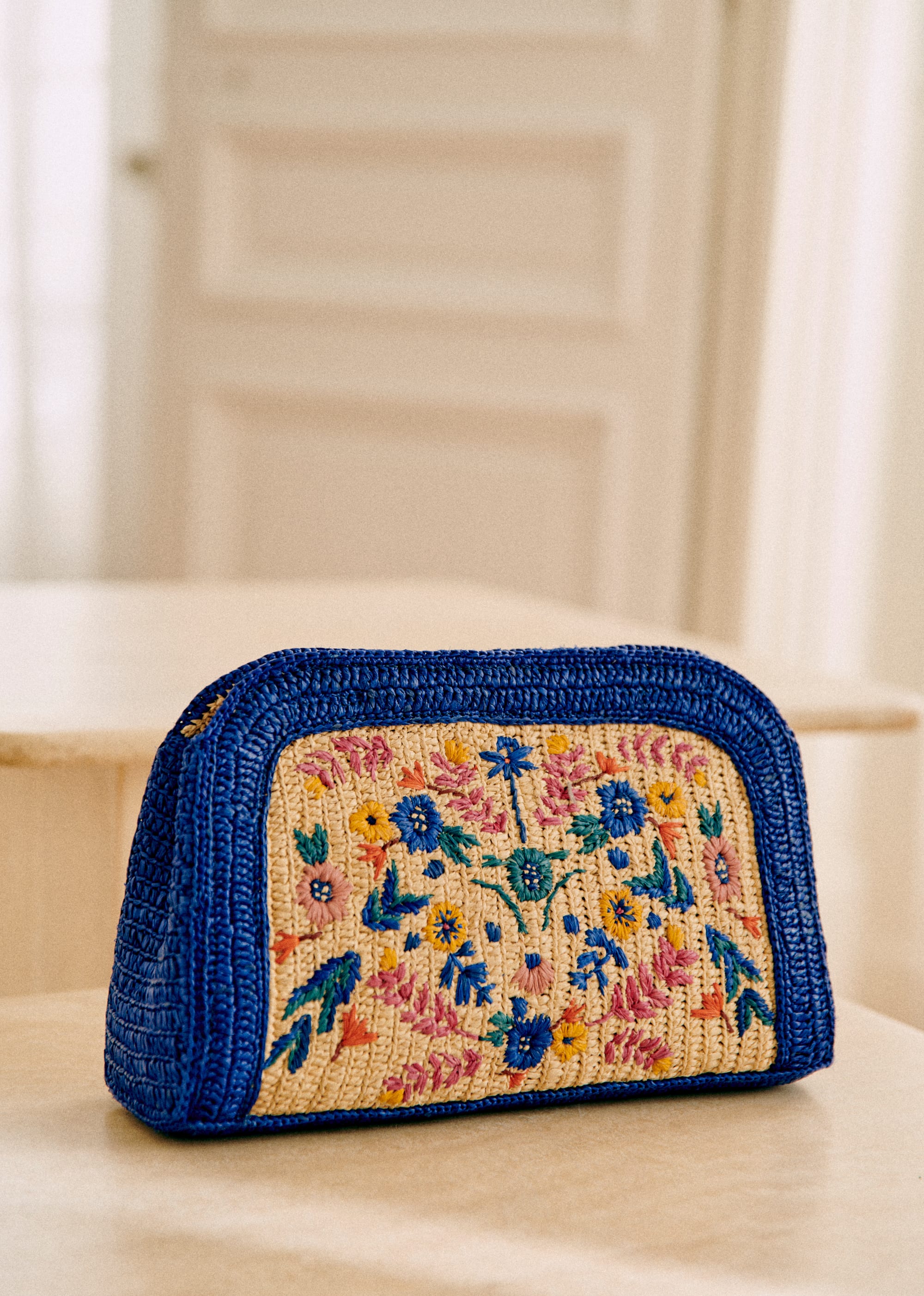 Pochette Carla - Raphia broderie fleurs multi - SACS/NEW SACS Nos Paniers 5906411