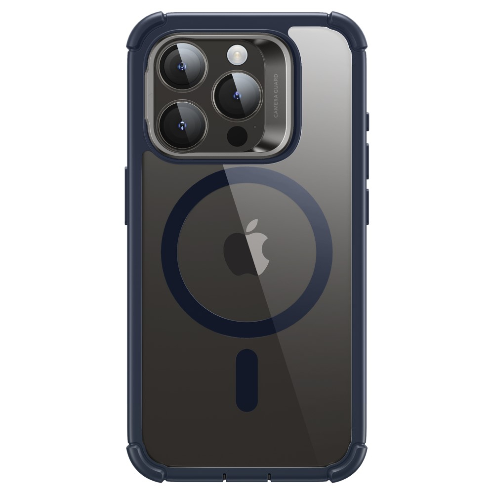 iPhone 15 Pro Max Magnetic Series Full Protective MagSafe Hülle mit Displayschutz   Kickstand - Dunkelblau / Transparent