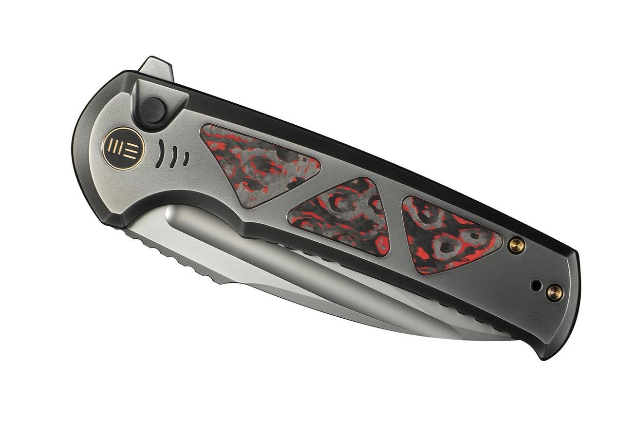 WE Knife Sylox WE24027-3 Bead Blasted, Polished Gray Titanium Lava Flow Fat Carbon Inlay, zakmes