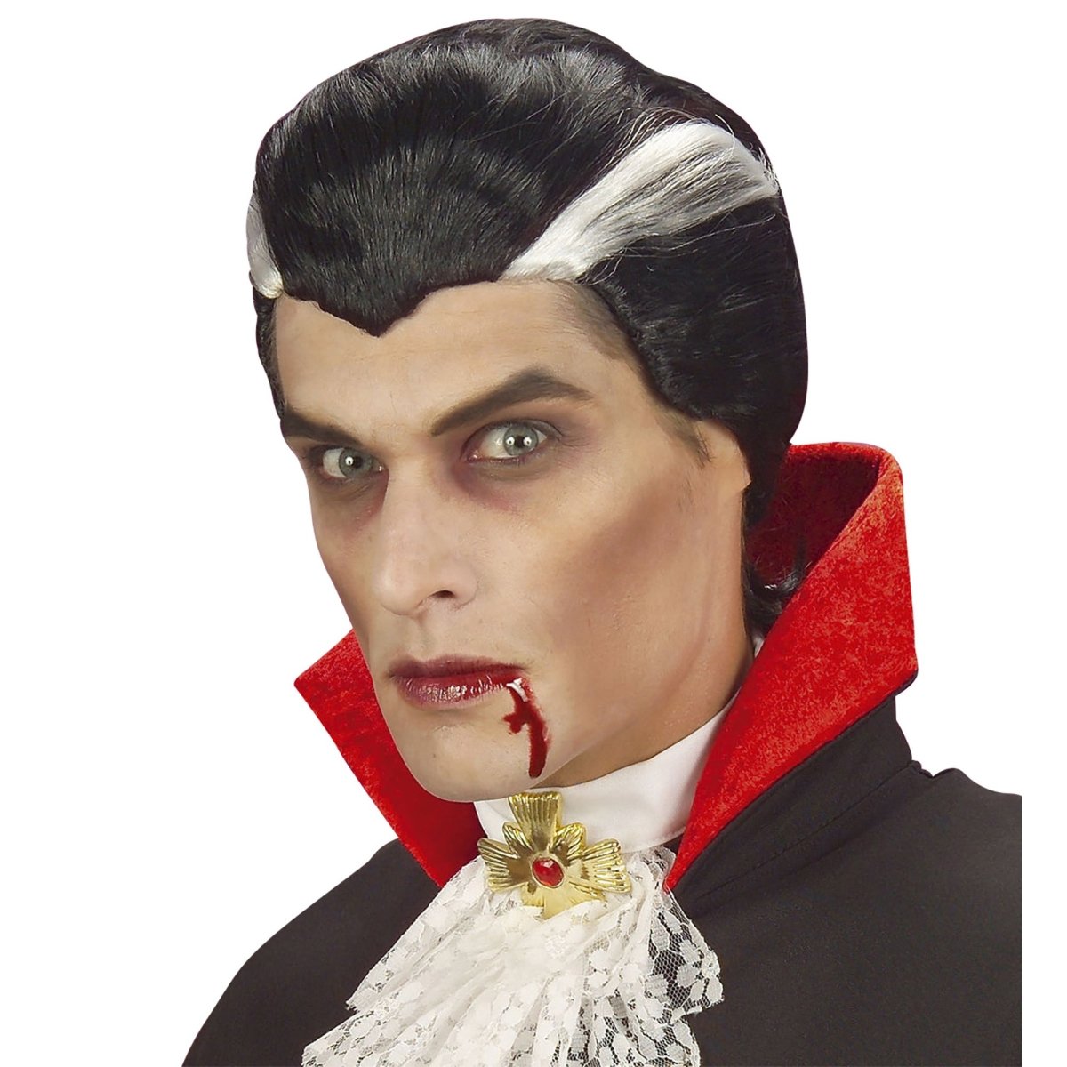 Halloween Pruik Wit Zwart Heren Vampier