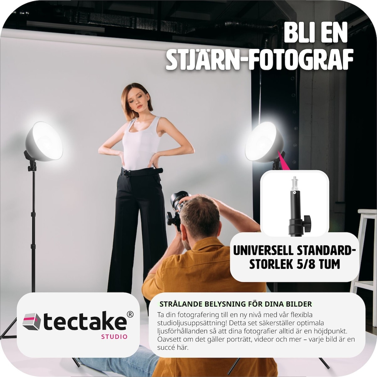 2 proff studiolys for digitalt og analogt fotografi - svart