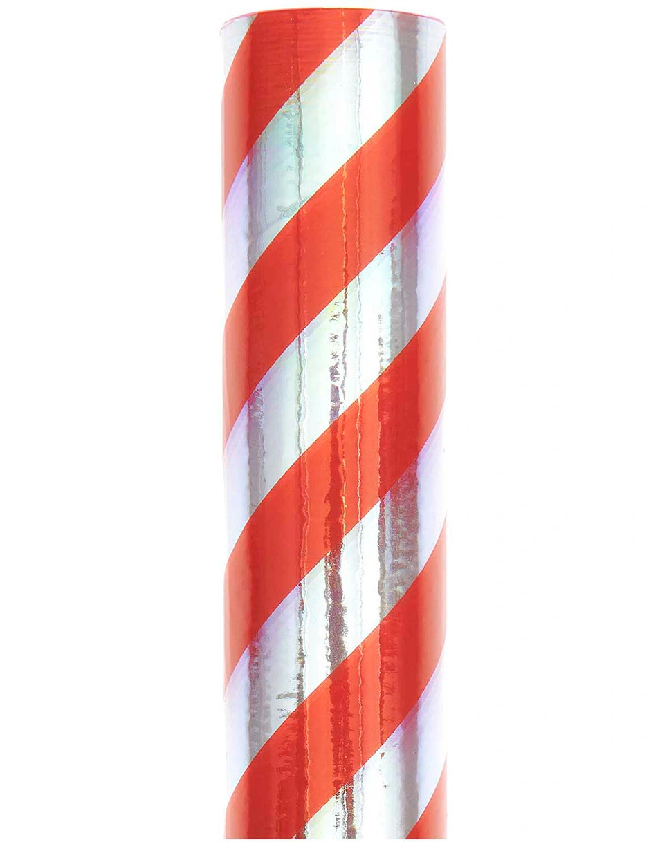Geschenkfolie STREIFEN (70x200cm) in transparent/rot