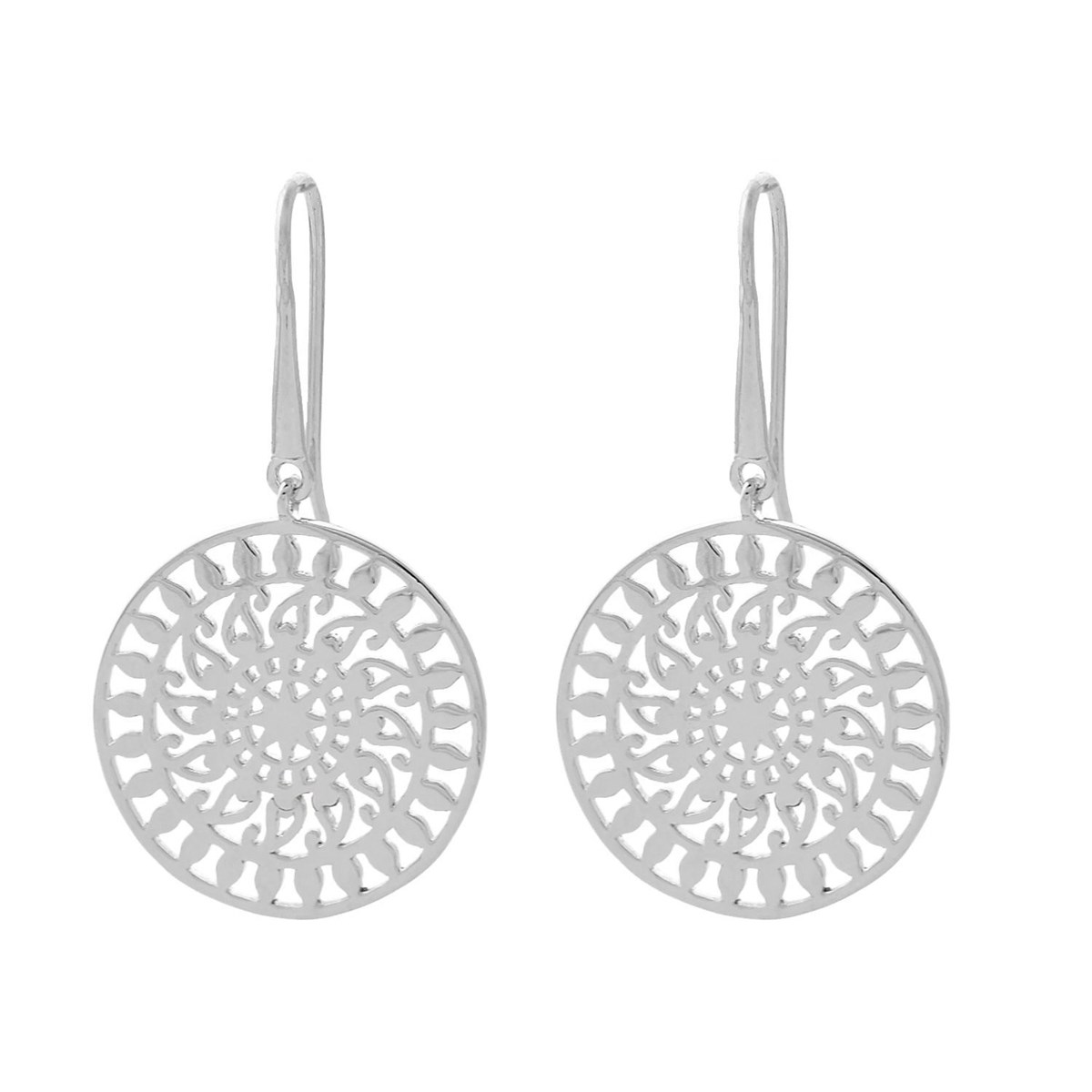 Boucles d'oreilles soleil arabesque ajouré Argent 925 Rhodié
