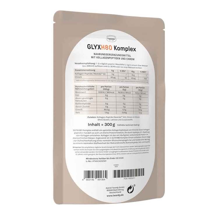 GLYXH80 Komplex Kollagenpeptide & Chrom Pulver, 300 g