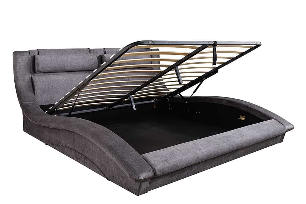 Modernes Bett SWING 160x200cm grau Vogue Velours Samt mit Stauraum und Bettkasten