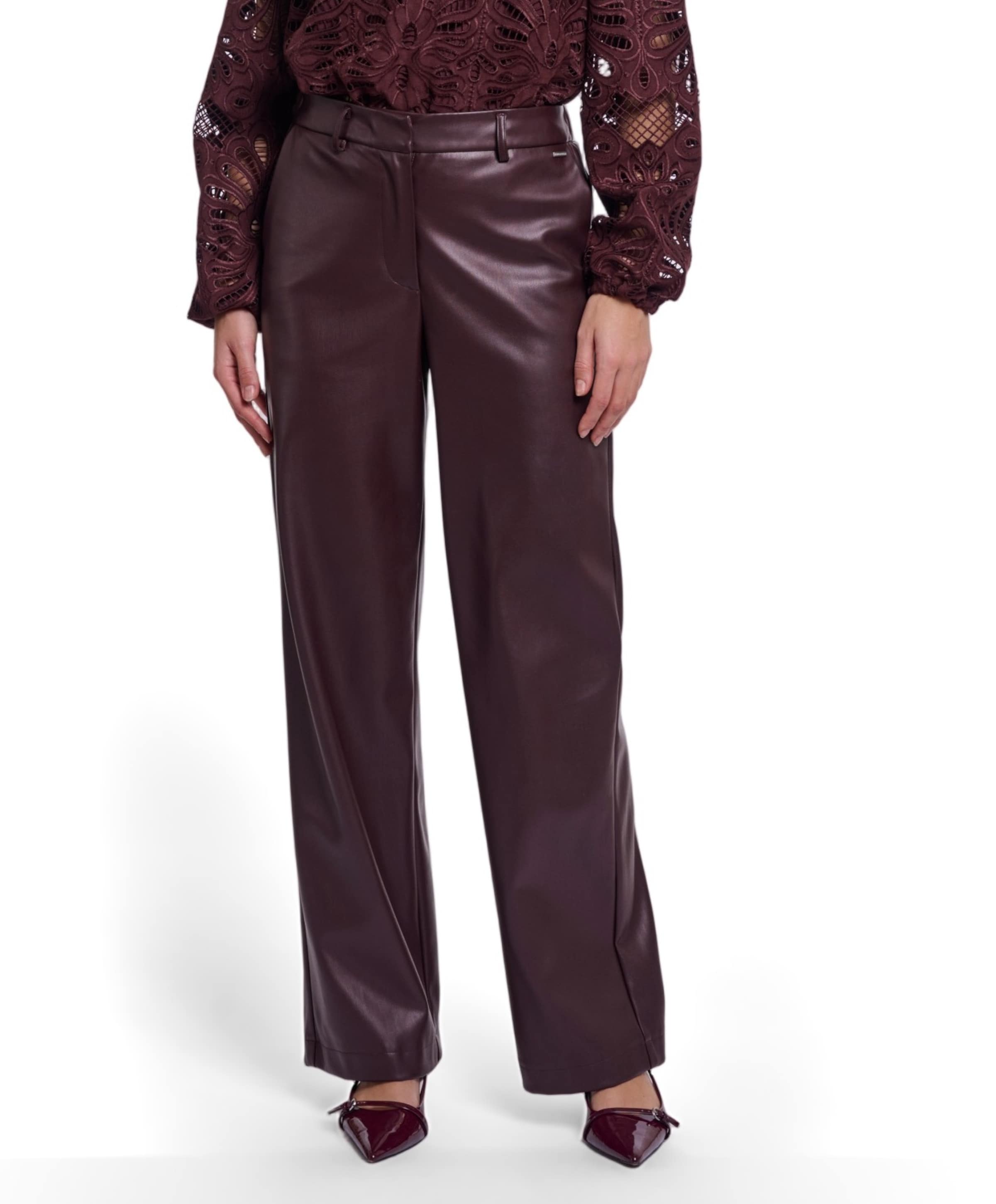 Rino & pelle Regular length faux leather dames broek bruin