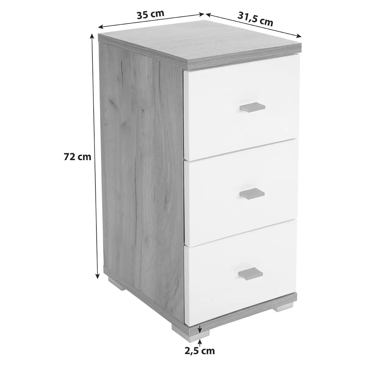 Unterschrank Bari dunkelbraun,weiss,Chrom,Eiche