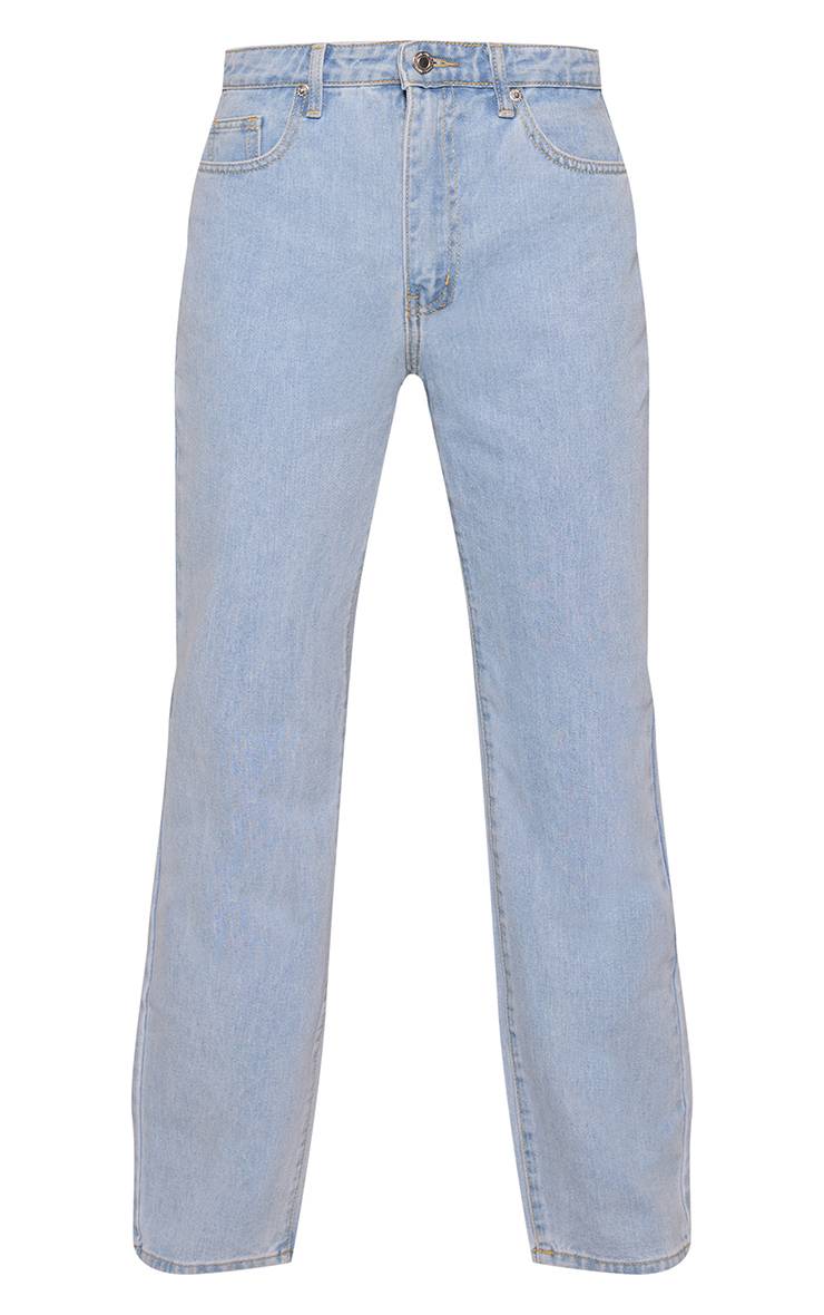 Light Blue Wash Prettylittlething Jean Droit Taille Haute