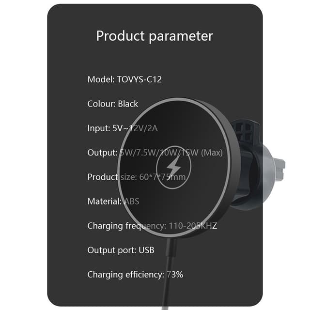 C12 15W bilmagnetisk trådløs oplader til iPhone 14/13/12-serien