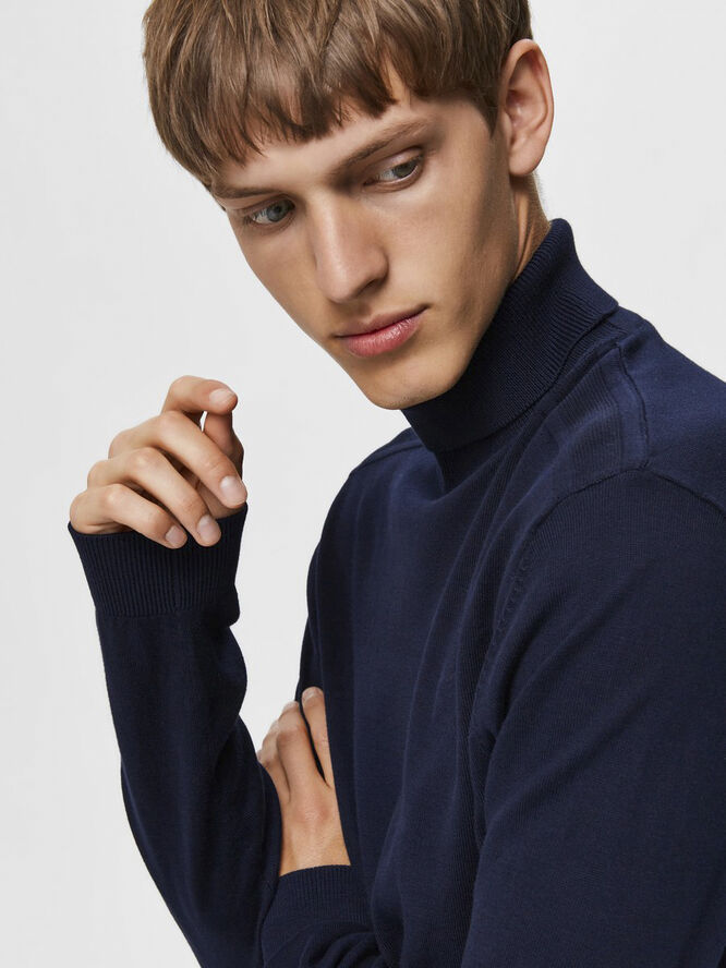 Selected Homme SLHBERG ROLL NECK B NOOS Blå