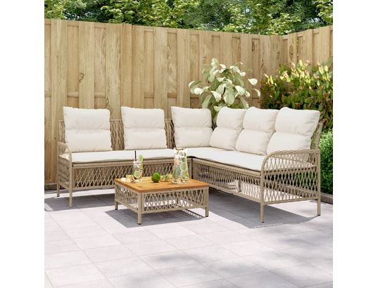 LES TENDANCES - Salon extérieur Salon de jardin-beige-5 places-171.5x171.5x70-494811