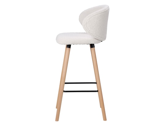 CONCEPT1 - Tabouret de bar Tiago blanc effet laine bouclette (bar)