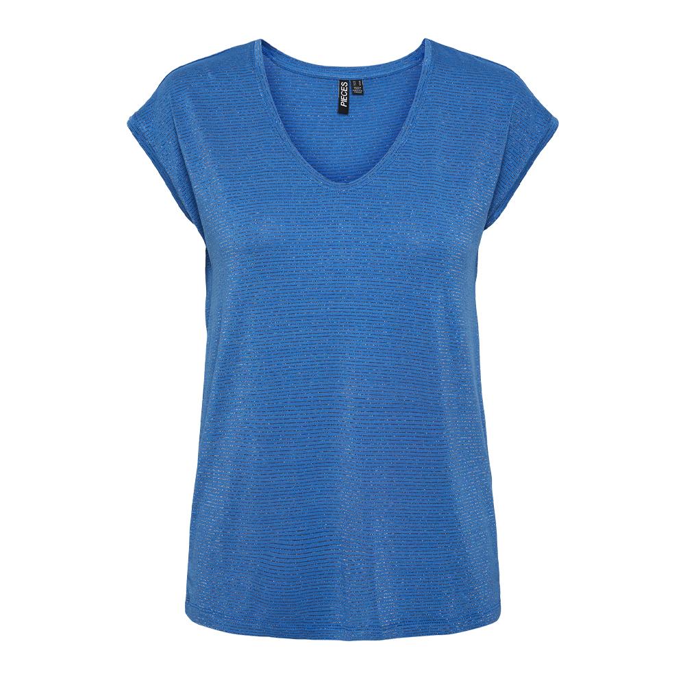 Pieces T-shirt Bleu Femme Pieces Lurex Stripes