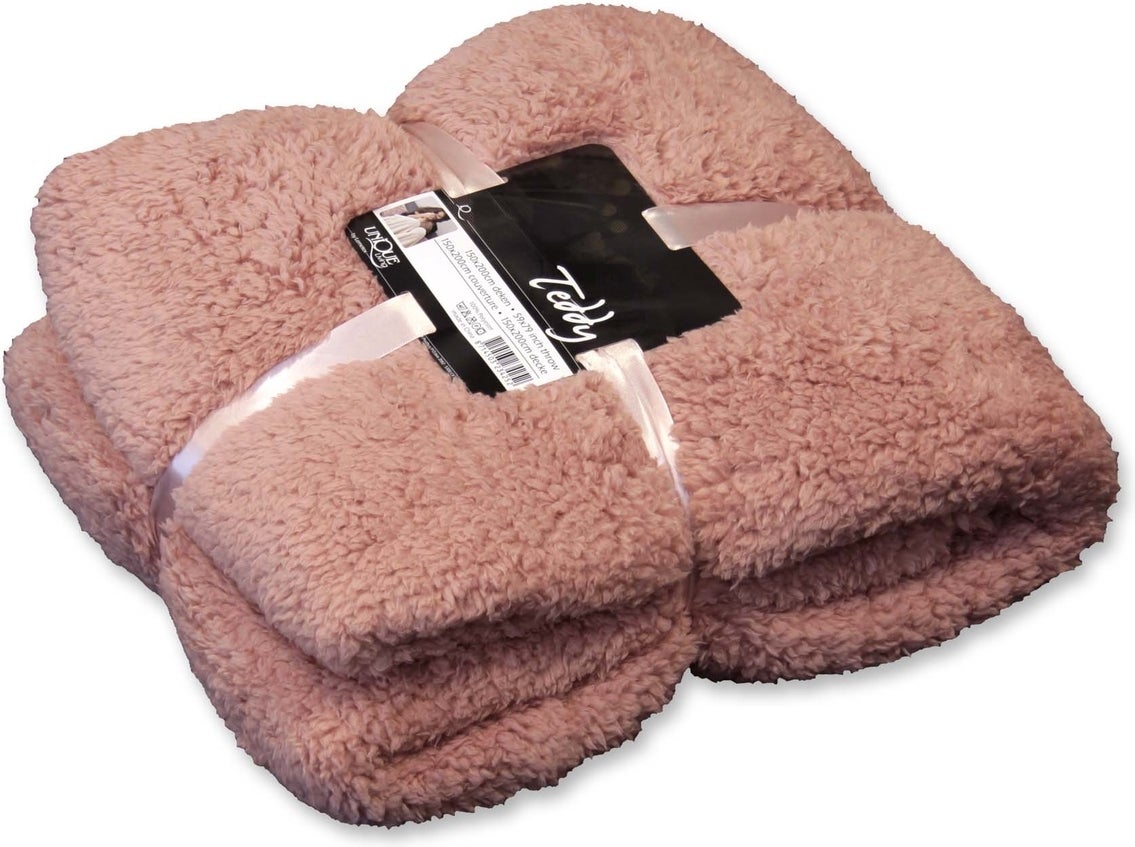 Unique Living plaid Teddy roze 150 x 200 cm