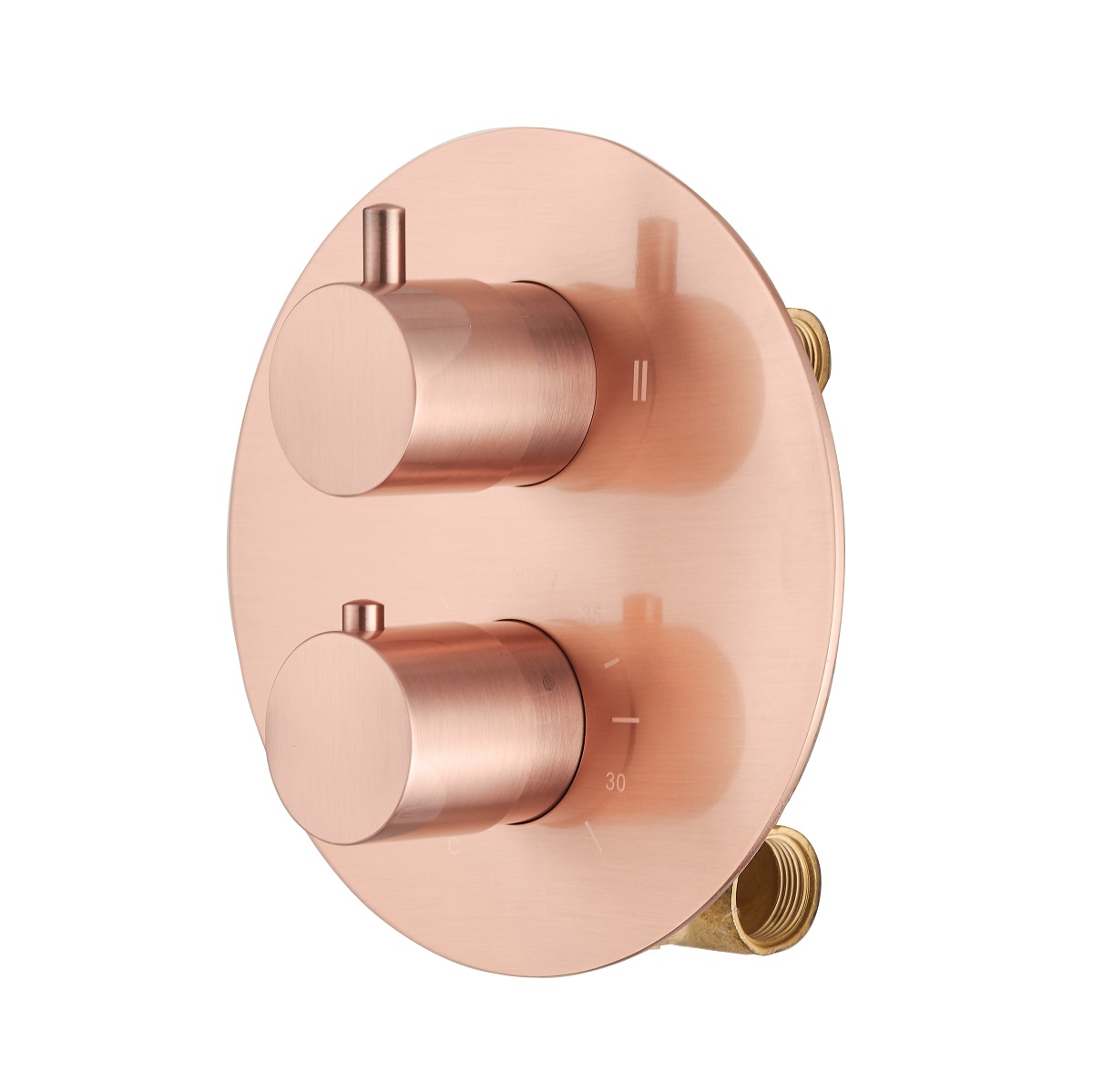 Saniclear Copper ronde inbouw kraan thermostatisch geborsteld koper