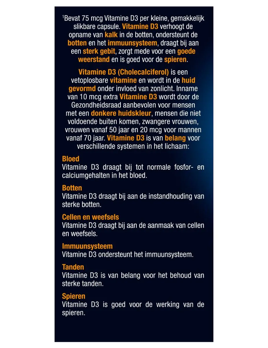 Vitamine D3 75 mcg 365 capsules