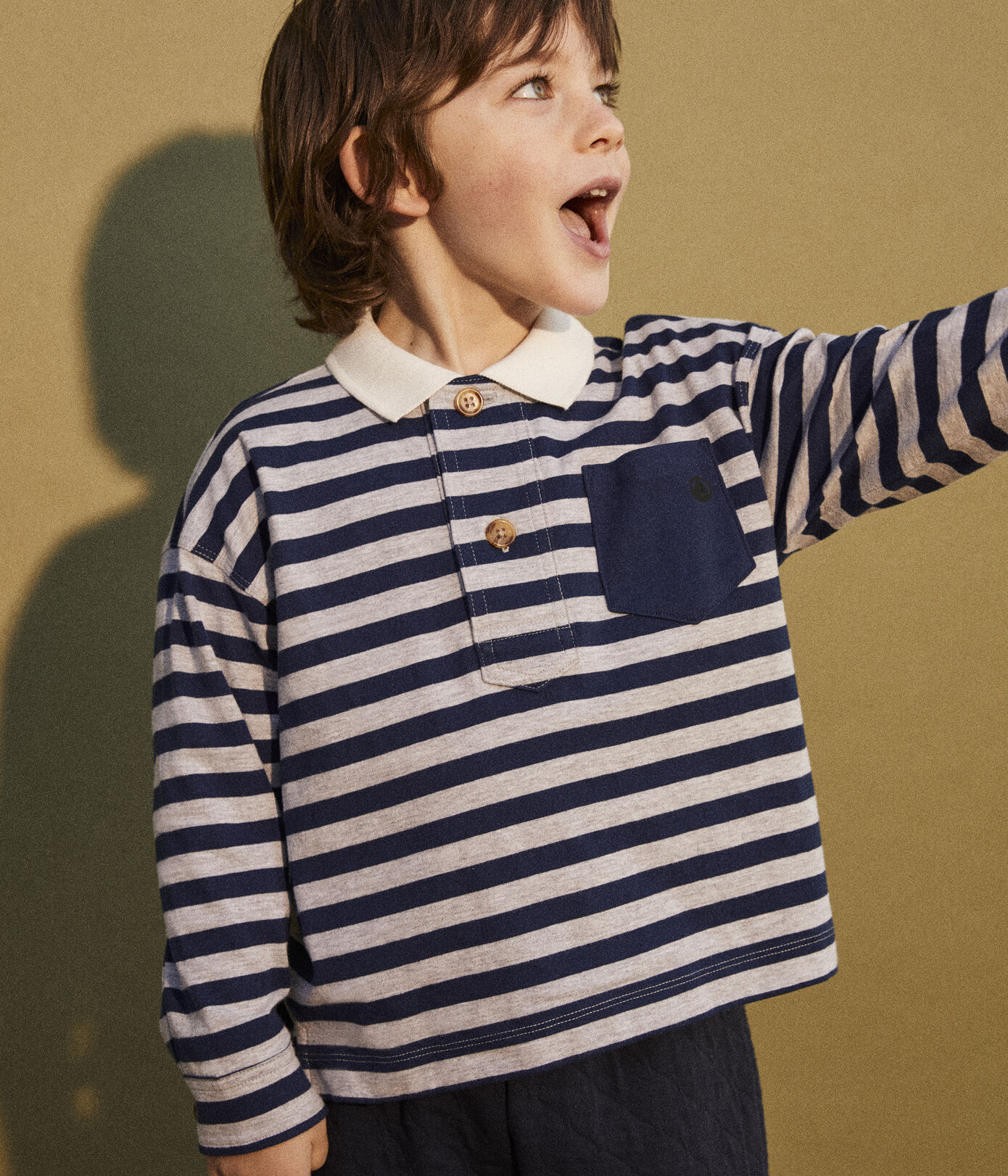 Polo rayé manches longues en coton enfant garçon