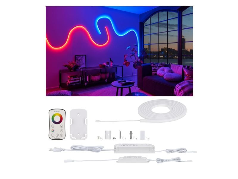 Paulmann LED-Stripe MaxLED Flow RGB, 3 m Basisset Licht-Streifen ohne sichtbare LED Punkte