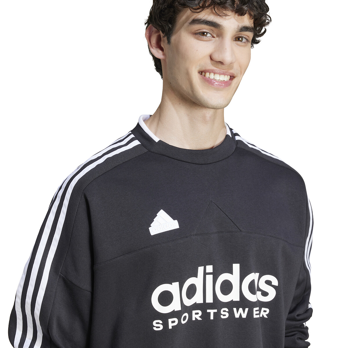 Suéter adidas Performance com gola redonda, logo duplo e 3 listras Tiro
