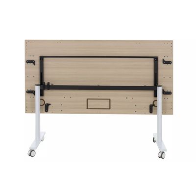 Table de réunion mobile et rabattable YES ! - 120 cm - Pieds blancs - Chêne