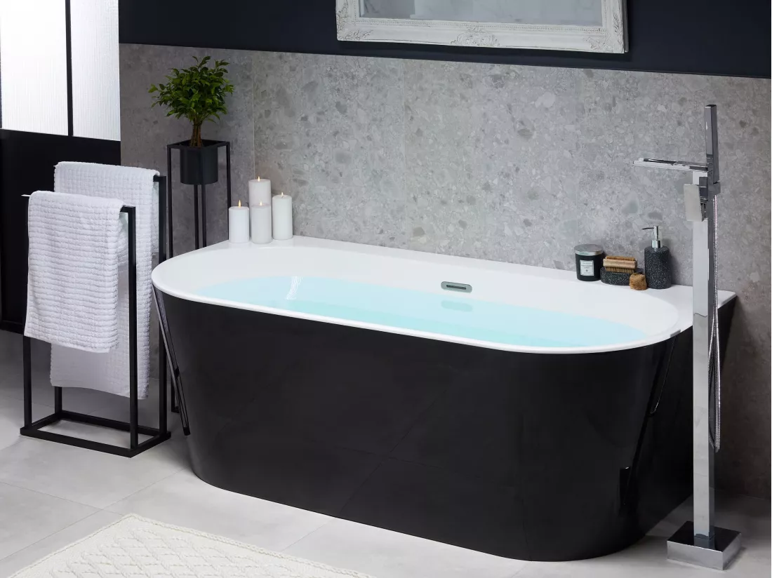 Baignoire semi-îlot noire 170 x 80 cm HARVEY