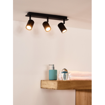 Lucide LENNERT plafondspot badkamer LED dimb. GU10 3000K IP44 Zwart