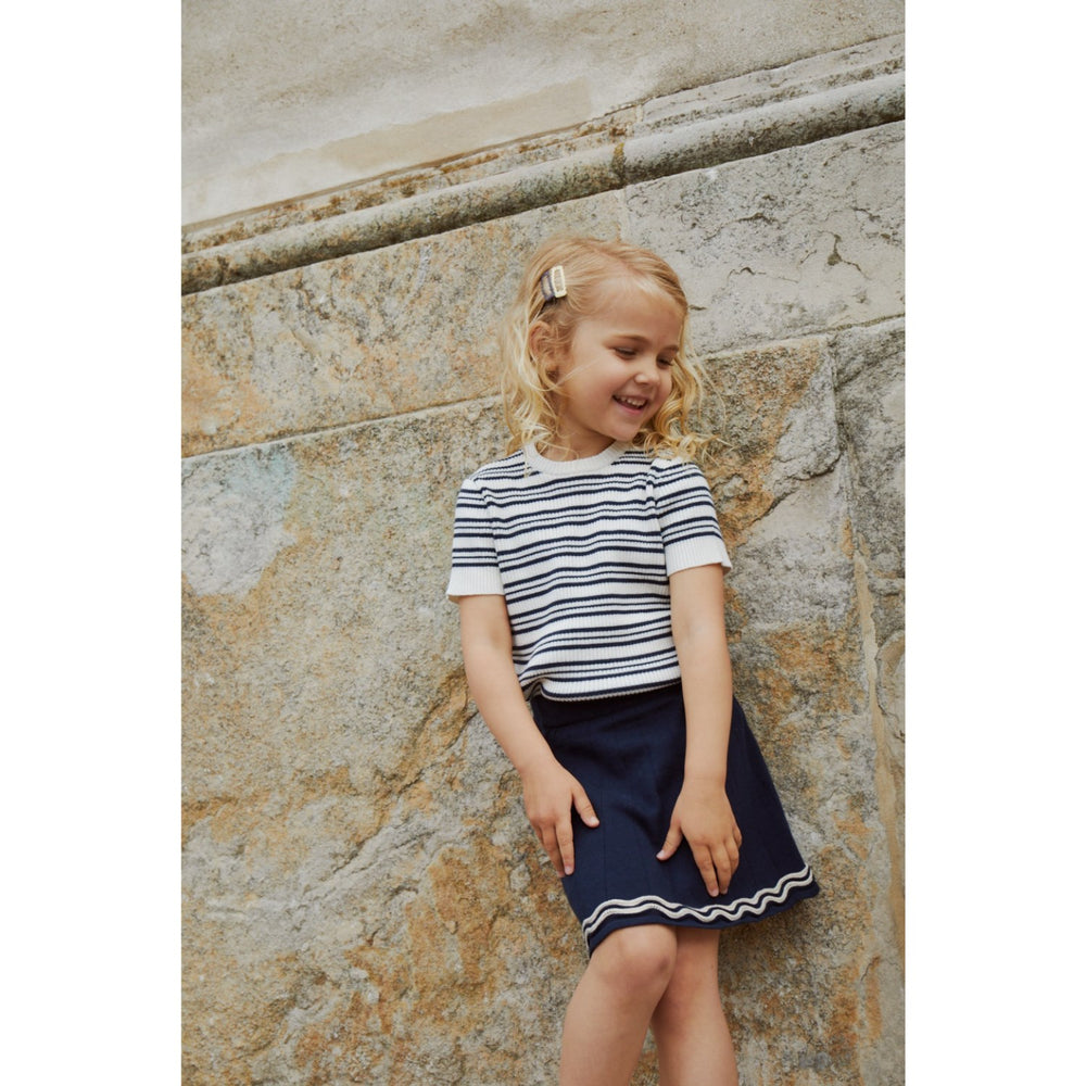 Køb COPENHAGEN COLORS Navy Stripe Strikket Rib T-shirt