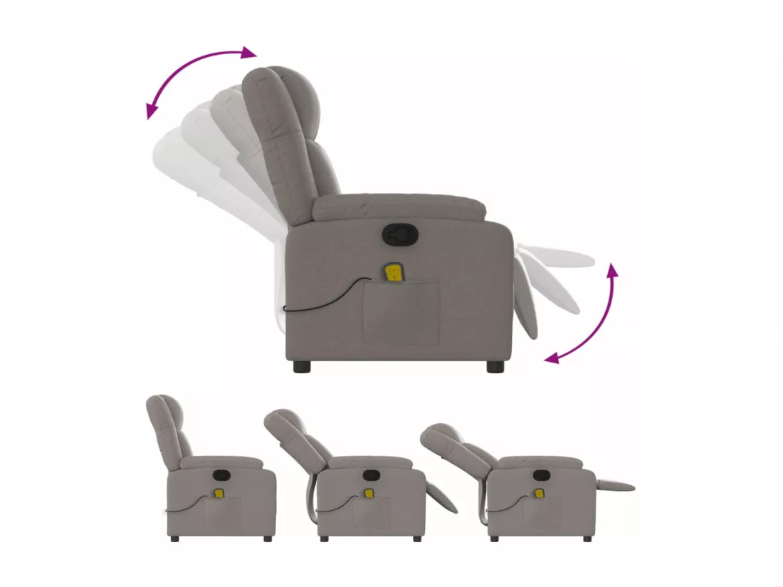 Fauteuil de massage inclinable Taupe Tissu
