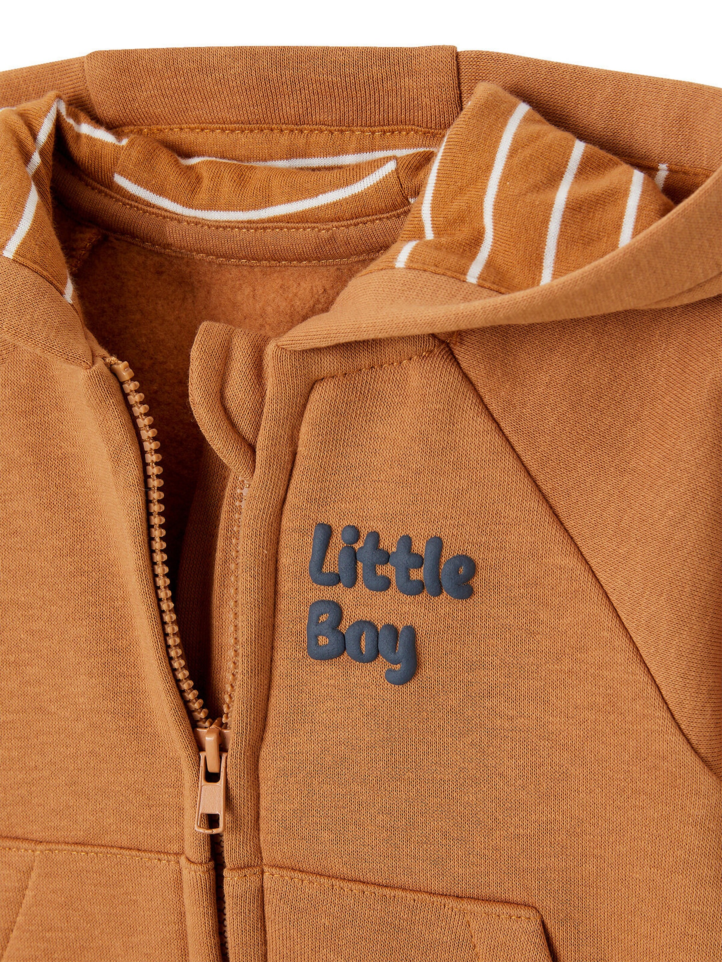 Vertbaudet Baby Kapuzensweatjacke mit Reißverschluss, Recycling-Polyester pekannuss