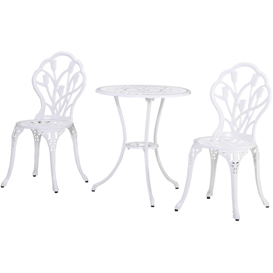 Outsunny Gartenmöbel-Set mit Blumen Design weiß