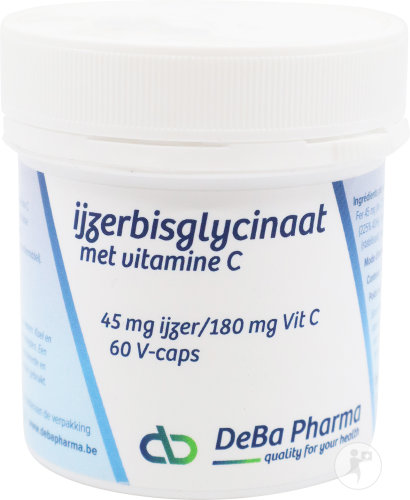 Deba Bisglycinate De Fer 45mg Avec Vitamine C 180mg Complément Alimentaire 60 V-Caps