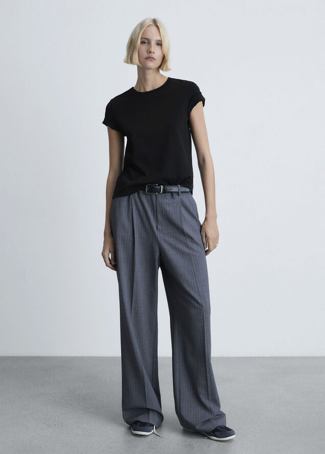 MANGO Basic 100% cotton t-shirt Black