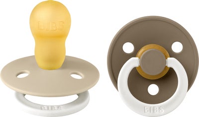 BIBS Colour Smokk 2-Pack Lateks Str 3 Rund, Vanilla GLOW/Dark Oak GLOW