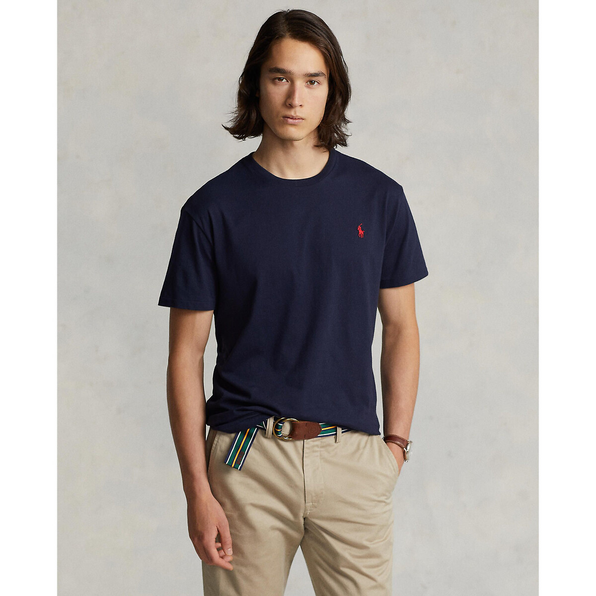 POLO RALPH LAUREN<br>Camiseta de malha slim fit com gola redonda