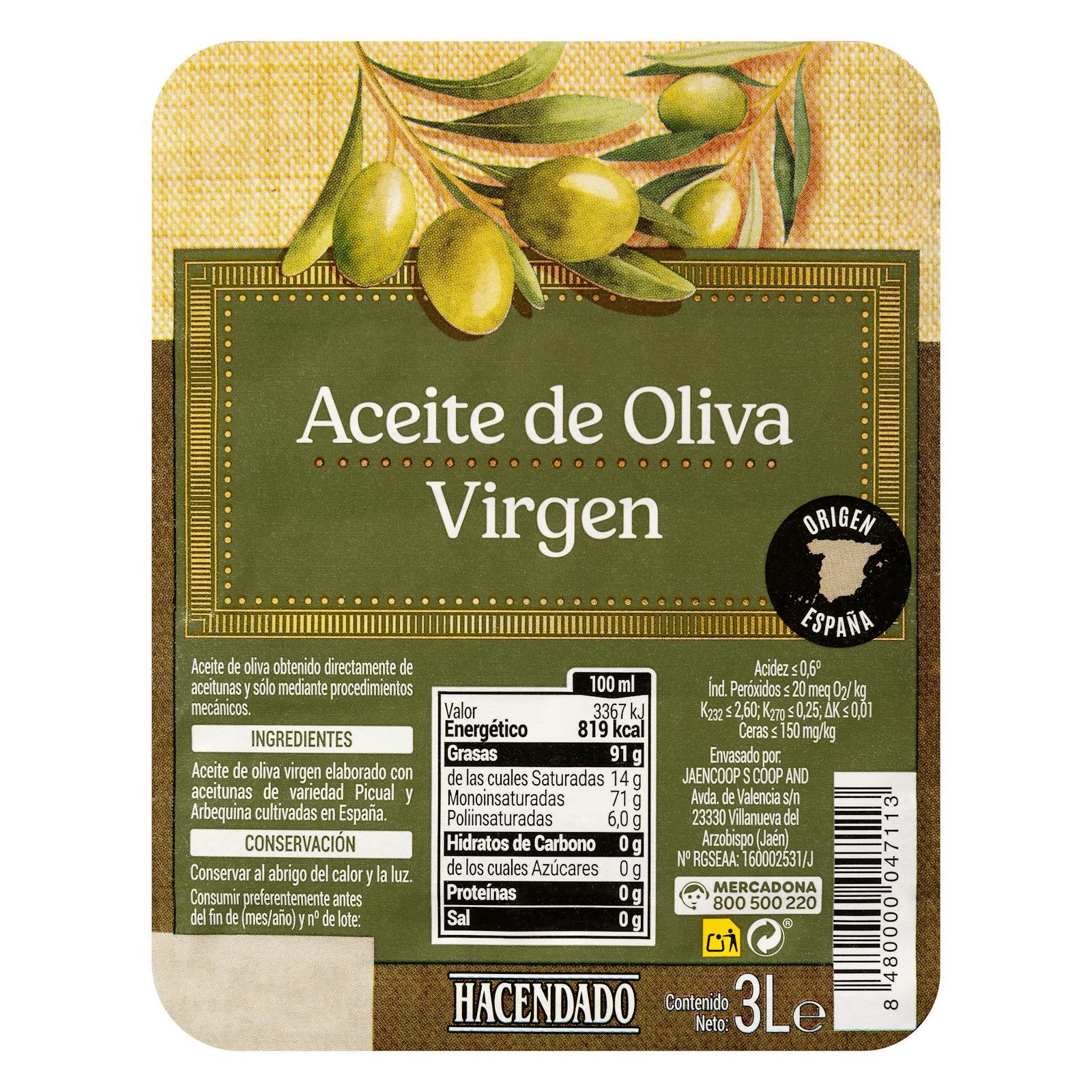 Huile d'olive vierge Hacendado