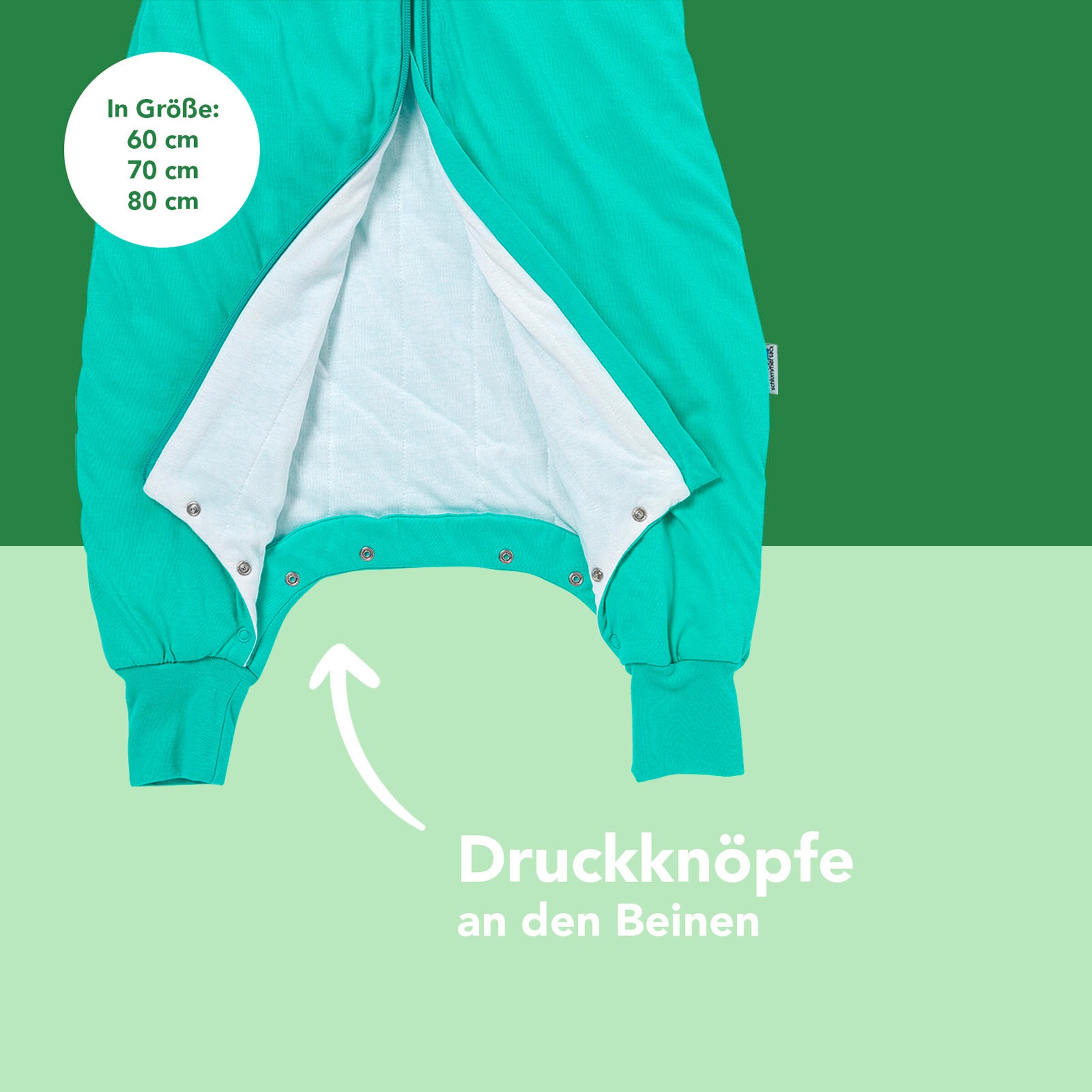 schlummersack Schlafsack mit Füßen 2.5 Tog Türkis
