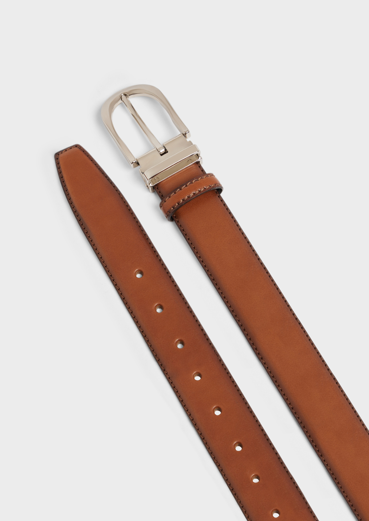 Ceinture ajustable en cuir lisse cognac