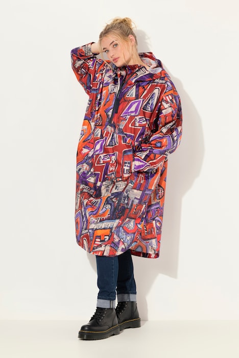 Funktions-Regencape, Unisex, Print, Kapuze