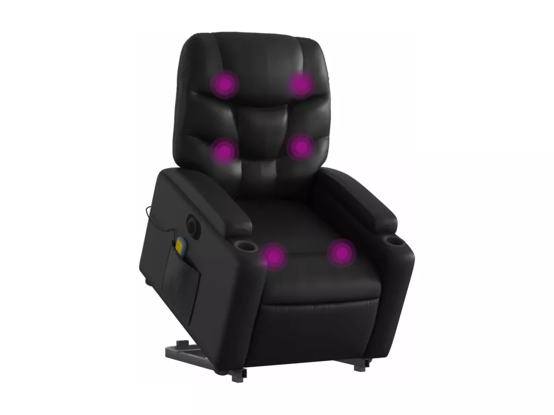 Fauteuil inclinable massant électrique noir similicuir