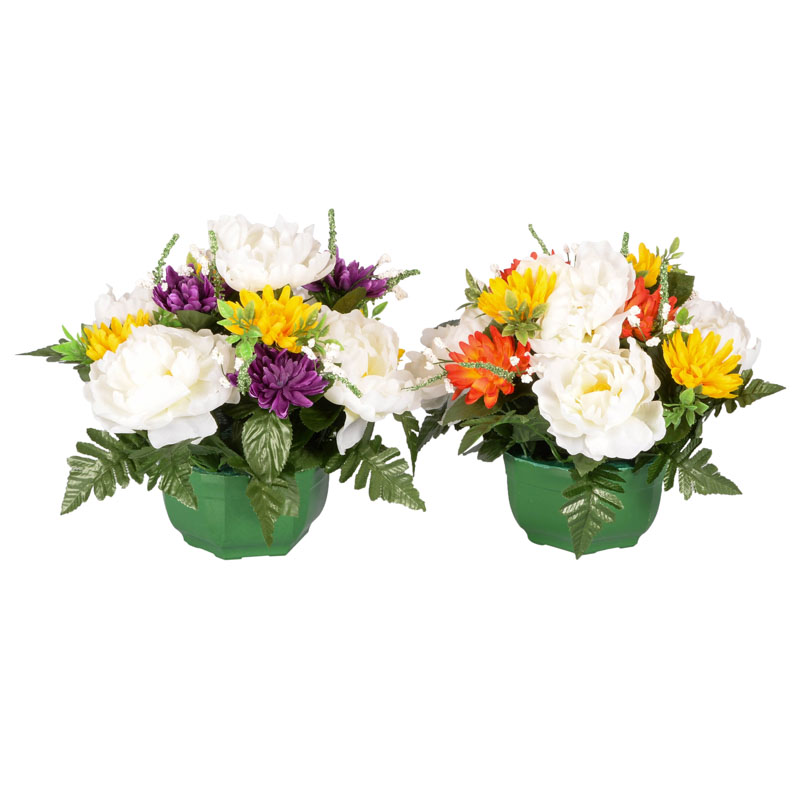 Potée de mums et pivoines