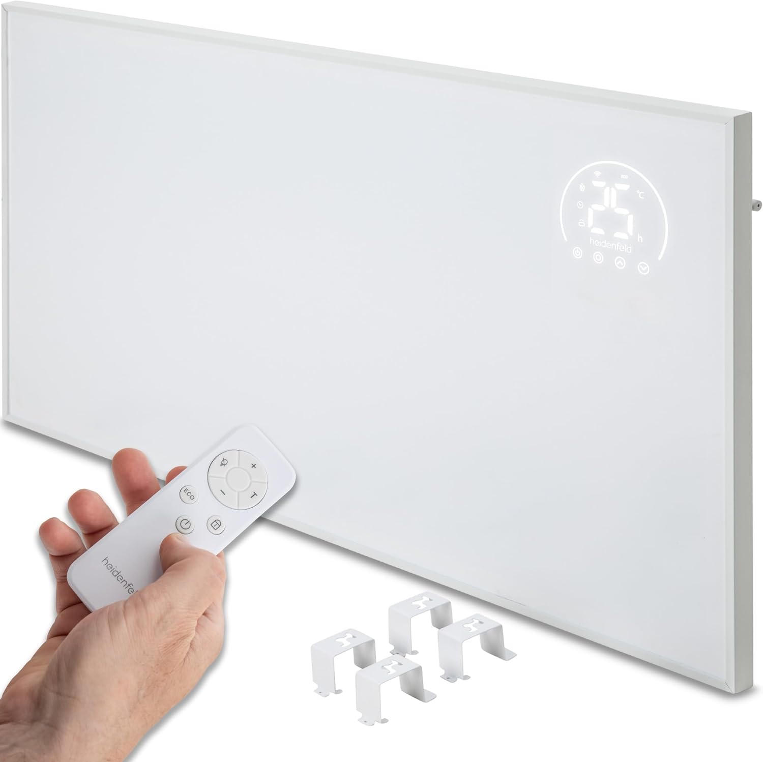 Heidenfeld Infrarotheizung HF-HP140 | 800 Watt bis 20 m² | 3in1 Steuerung via App | Fernbedienung | Touch-Bedienfeld | Mobile Elektroheizung | Infrarot Heizkörper mit Thermostat (HF-HP140 800 Watt)