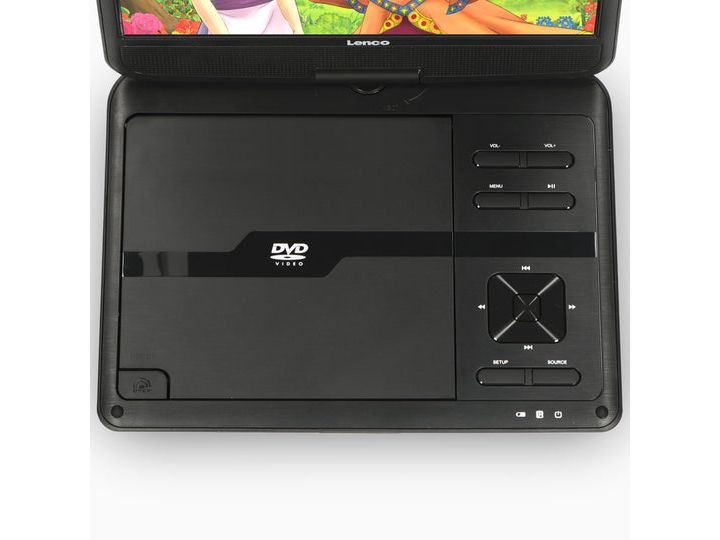 Lenco Portabler Dual DVD Player DVP-1046BK Zwei tragbare 10-Zoll-DVD-Player mit aufladbarem Akku