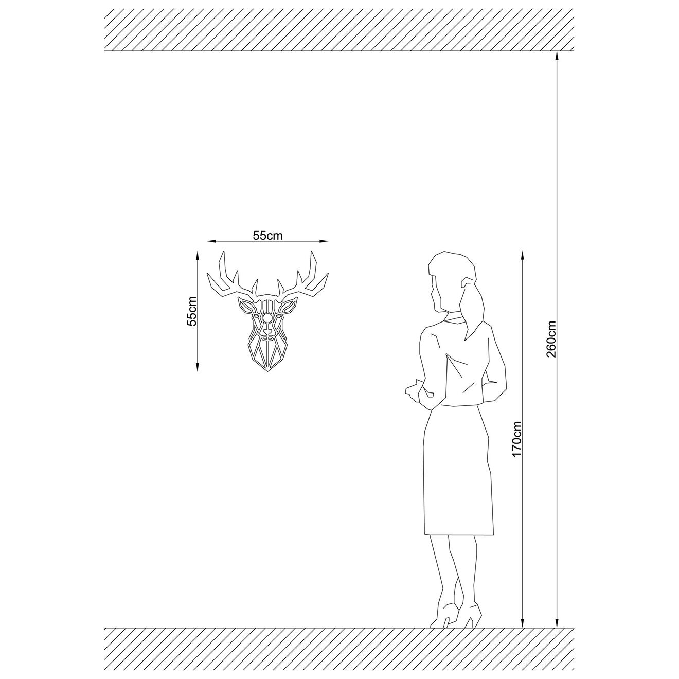 Opviq Applique murale 605 noire - 55x12x55 cm