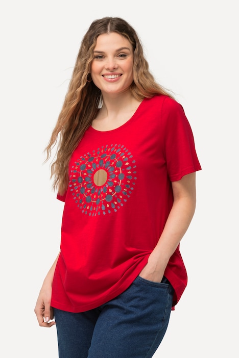 T-Shirt, Mandala, A-Linie, Rundhals, Halbarm