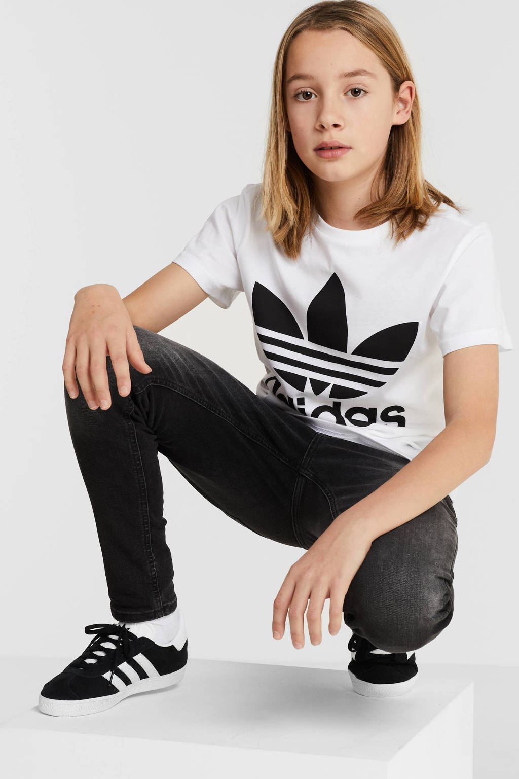 adidas T-shirt Trefoil wit/zwart