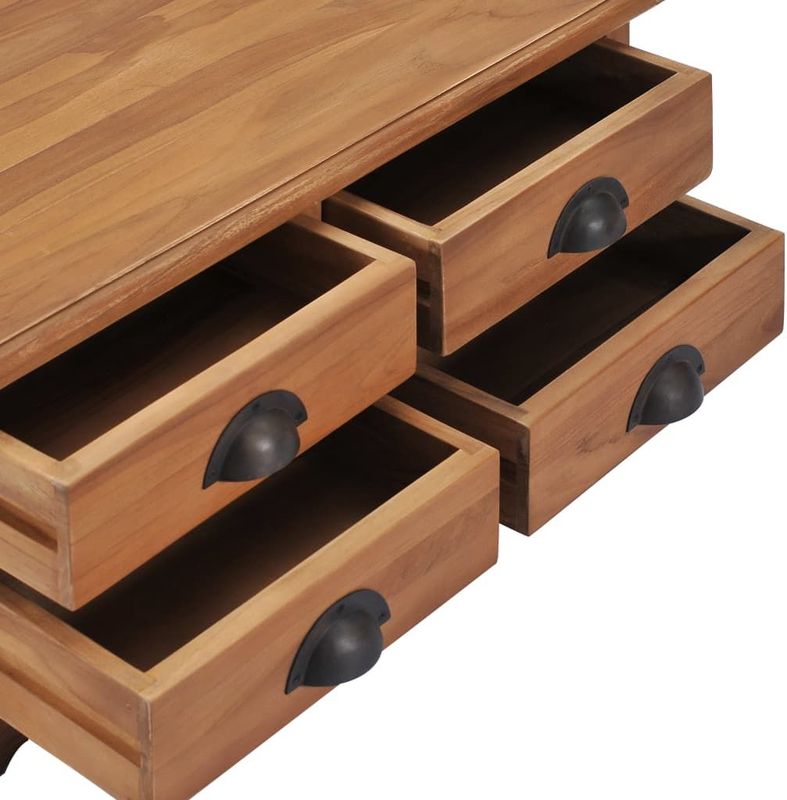 Salontafel - Massief Teakhout - 4 Lades - Natuurlijke Afwerking