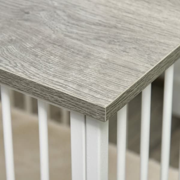 Hundebur Wood Look Bordplatepute Medium Dogs Hvit + Grå 86X60X70Cm