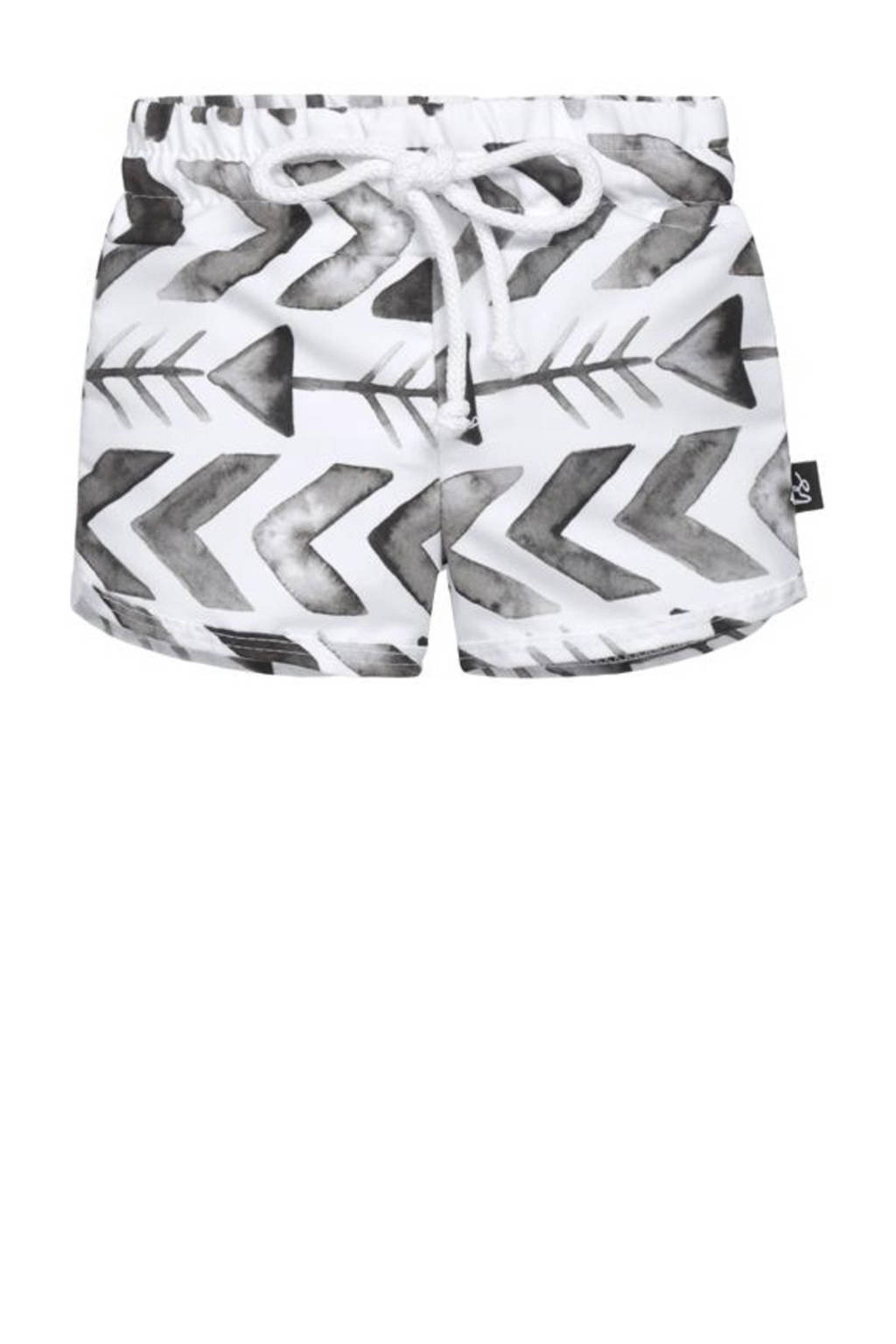 zwemshort met all over print zwart/wit